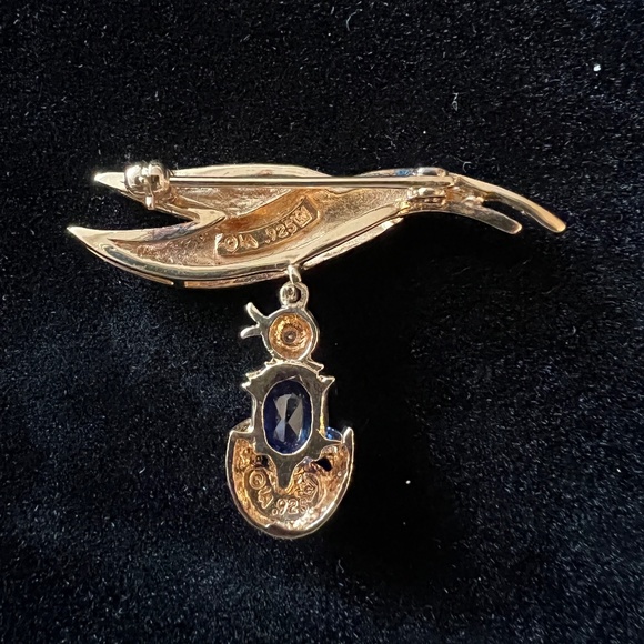 Vintage Gold tone Bird Brooch with dangling hatching egg - Picture 4 of 6